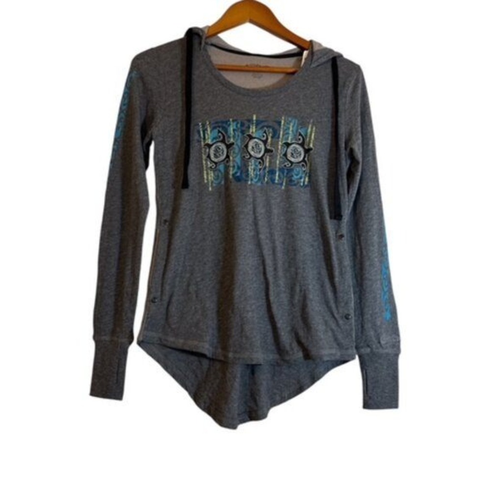 Crazy Shirt Gray Sea Turtle Graphic Hoodie Long Sleeve Thumbhole XS